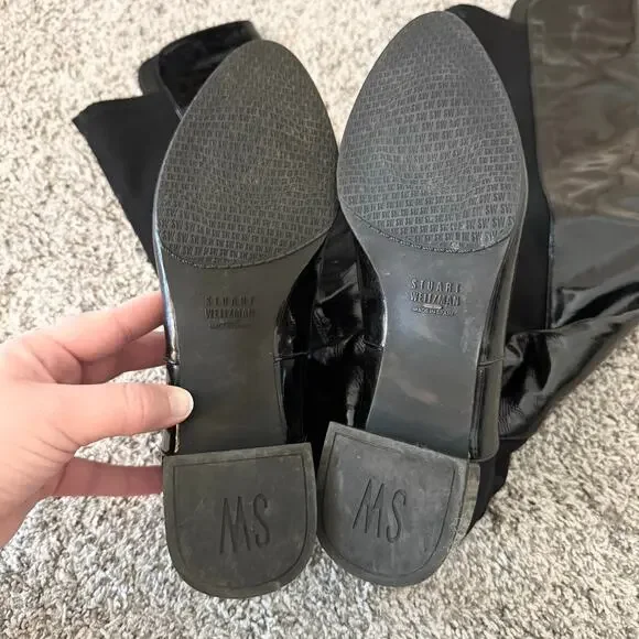 Stuart Weitzman Black Patent Leather 5050 Over the Knee Boots - Picture 7 of 10